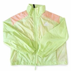 NEW Adidas Neon Green Lime Windbreaker Running Jacket Size Small